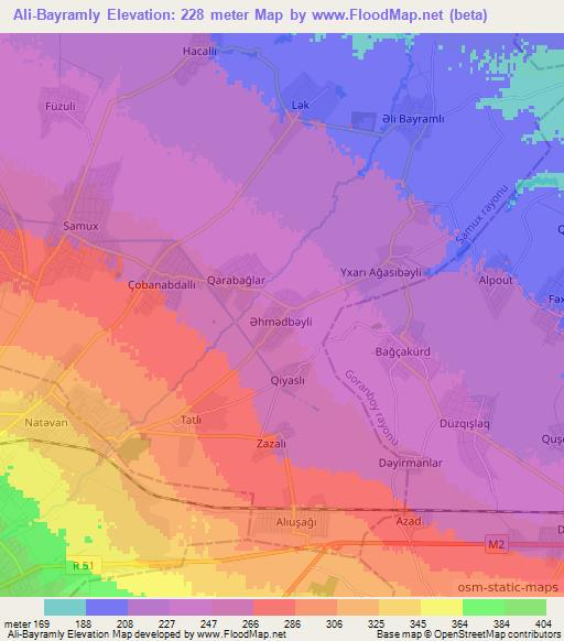 Ali-Bayramly,Azerbaijan Elevation Map