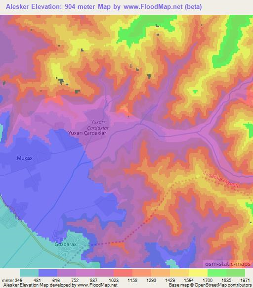 Alesker,Azerbaijan Elevation Map