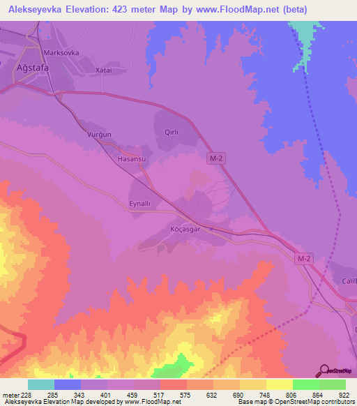 Alekseyevka,Azerbaijan Elevation Map
