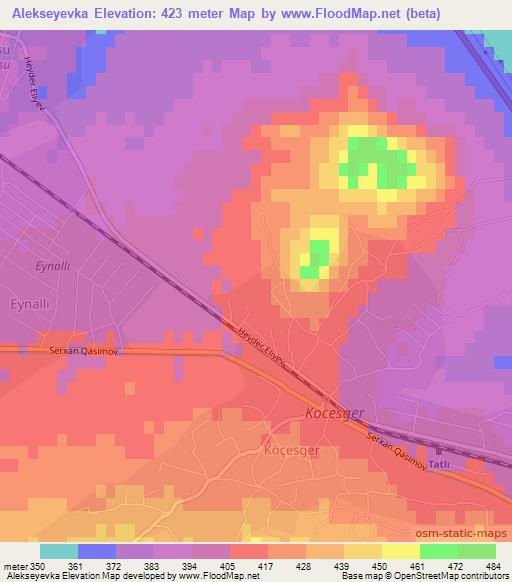 Alekseyevka,Azerbaijan Elevation Map