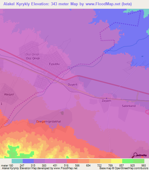 Alakel Kyrykly,Azerbaijan Elevation Map