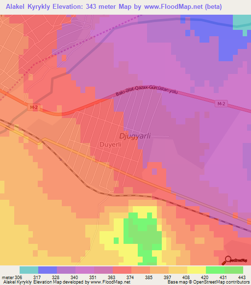 Alakel Kyrykly,Azerbaijan Elevation Map