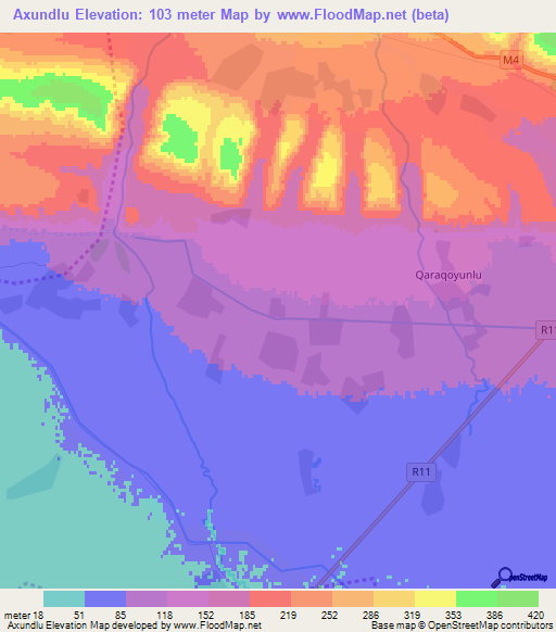 Axundlu,Azerbaijan Elevation Map