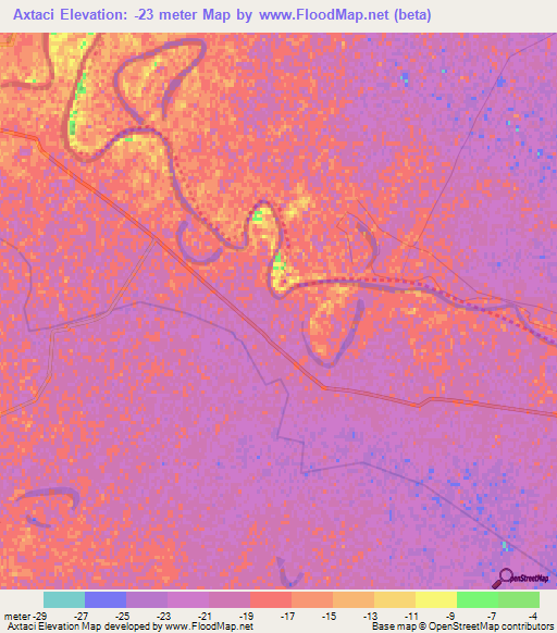 Axtaci,Azerbaijan Elevation Map