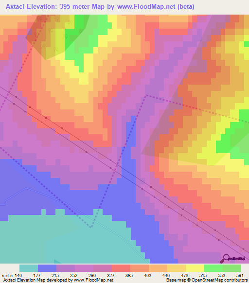 Axtaci,Azerbaijan Elevation Map