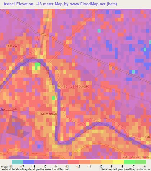 Axtaci,Azerbaijan Elevation Map