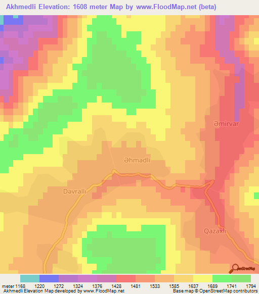 Akhmedli,Azerbaijan Elevation Map