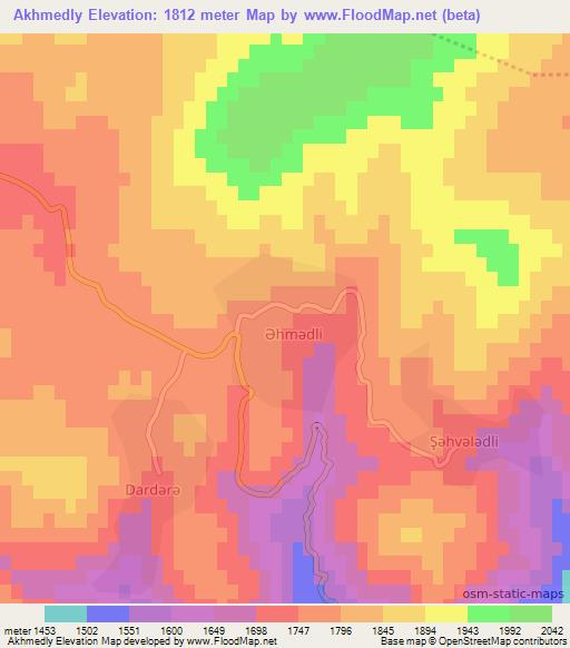 Akhmedly,Azerbaijan Elevation Map
