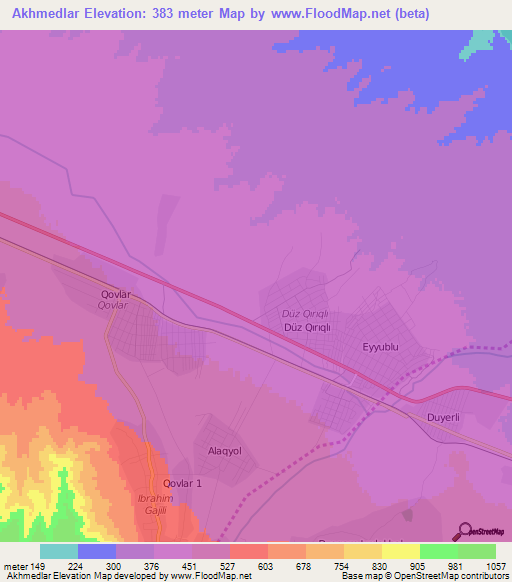 Akhmedlar,Azerbaijan Elevation Map