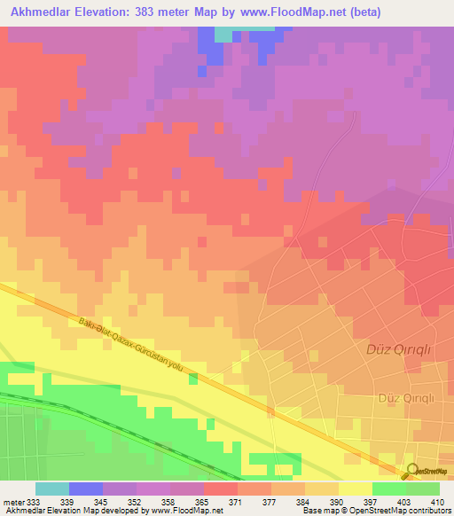 Akhmedlar,Azerbaijan Elevation Map