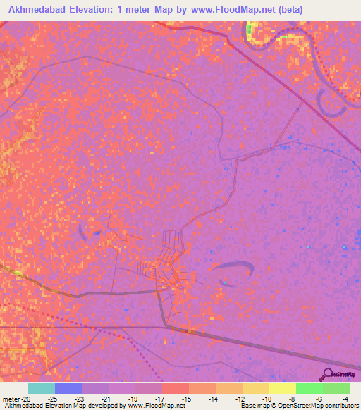 Akhmedabad,Azerbaijan Elevation Map