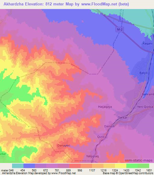 Akhardzha,Azerbaijan Elevation Map
