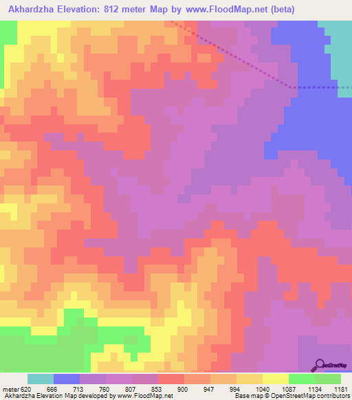 Akhardzha,Azerbaijan Elevation Map