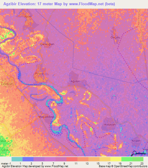 Agzibir,Azerbaijan Elevation Map