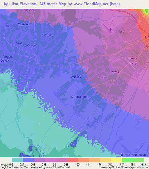 Agkilisa,Azerbaijan Elevation Map