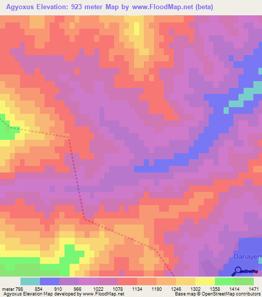 Agyoxus,Azerbaijan Elevation Map