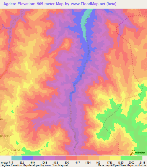Agdere,Azerbaijan Elevation Map