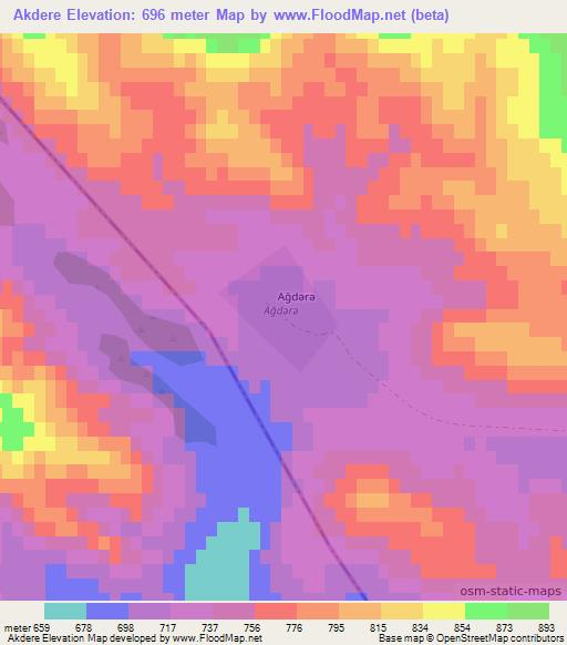 Akdere,Azerbaijan Elevation Map