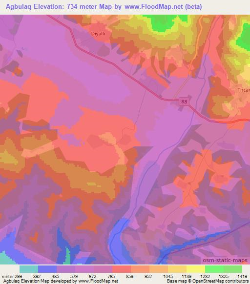 Agbulaq,Azerbaijan Elevation Map