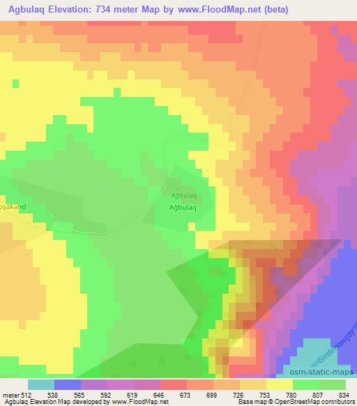 Agbulaq,Azerbaijan Elevation Map