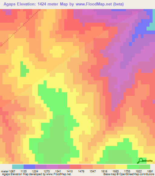 Agaps,Azerbaijan Elevation Map
