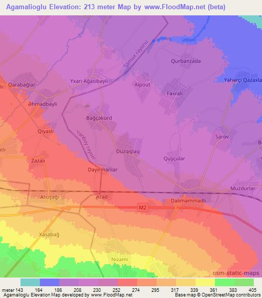 Agamalioglu,Azerbaijan Elevation Map