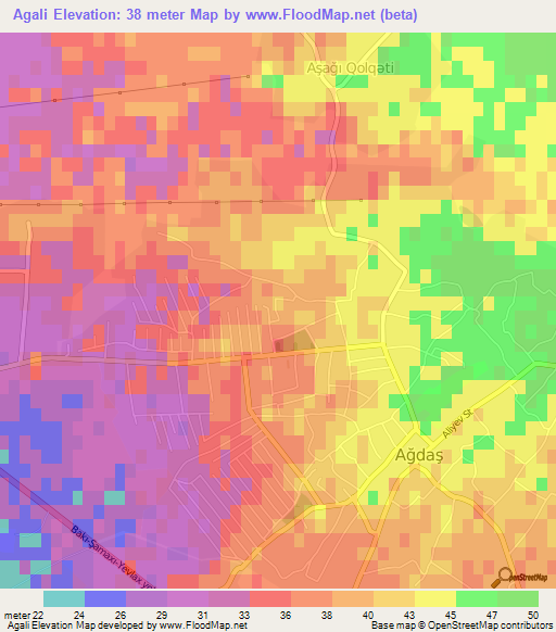 Agali,Azerbaijan Elevation Map