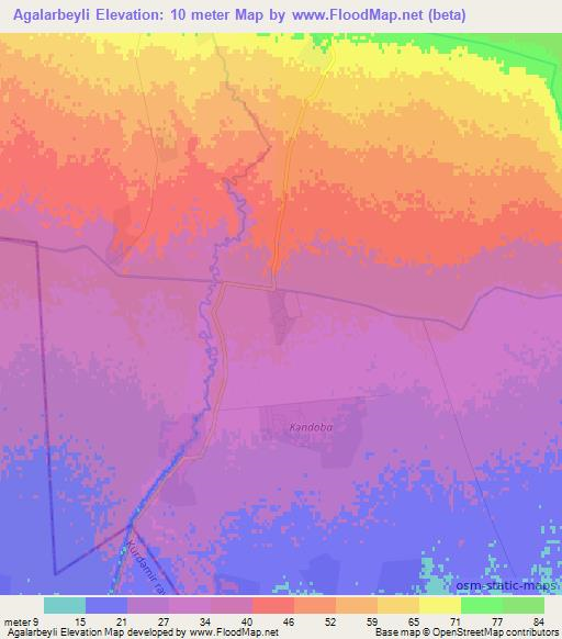 Agalarbeyli,Azerbaijan Elevation Map