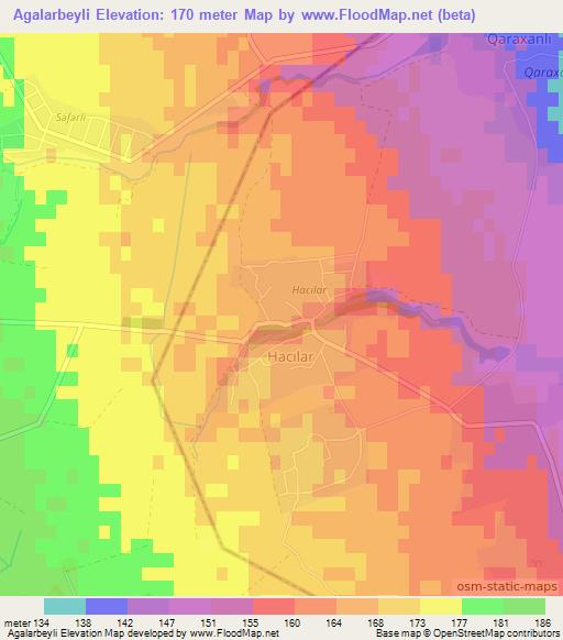 Agalarbeyli,Azerbaijan Elevation Map