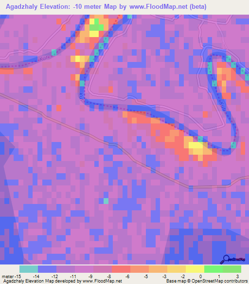 Agadzhaly,Azerbaijan Elevation Map
