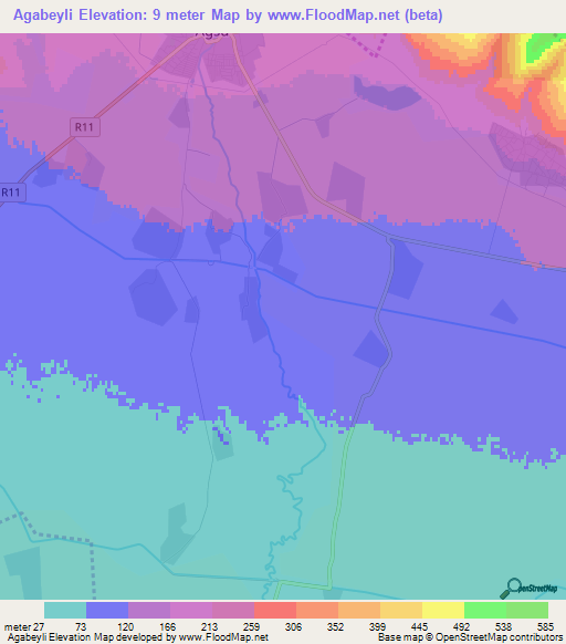 Agabeyli,Azerbaijan Elevation Map