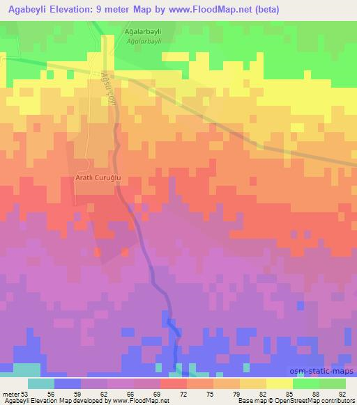 Agabeyli,Azerbaijan Elevation Map