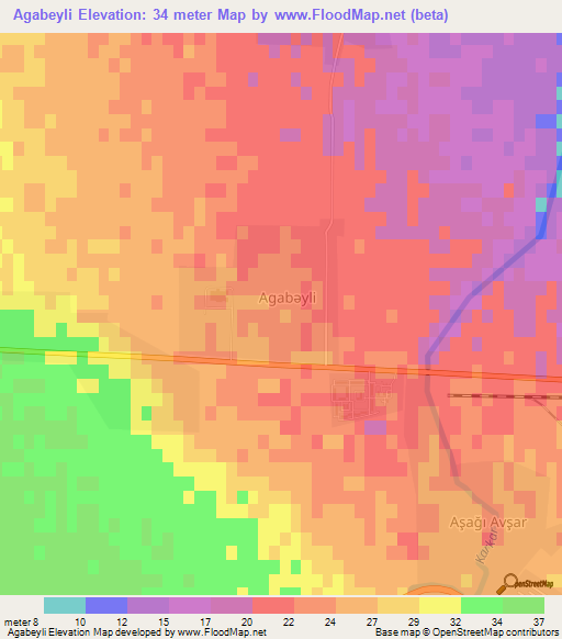 Agabeyli,Azerbaijan Elevation Map
