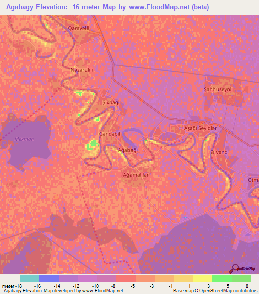 Agabagy,Azerbaijan Elevation Map
