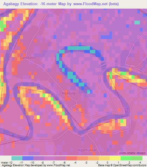 Agabagy,Azerbaijan Elevation Map