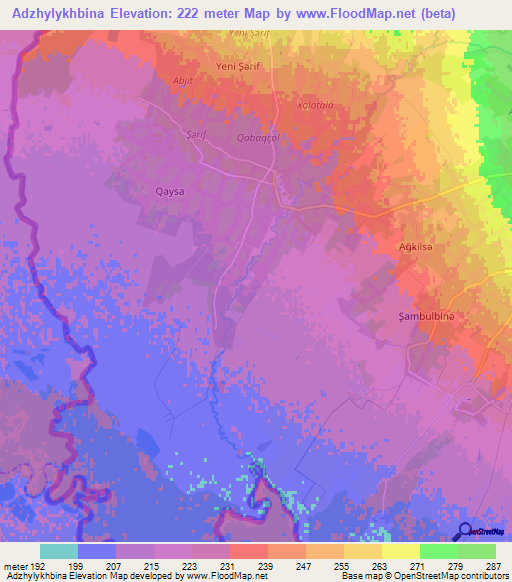 Adzhylykhbina,Azerbaijan Elevation Map