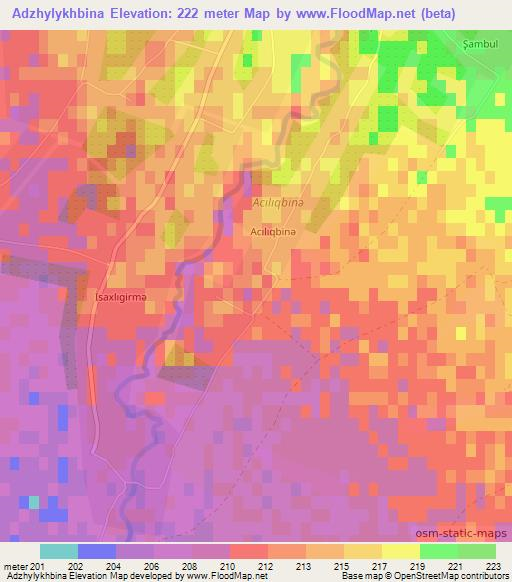 Adzhylykhbina,Azerbaijan Elevation Map