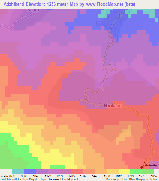 Adzhikend,Azerbaijan Elevation Map