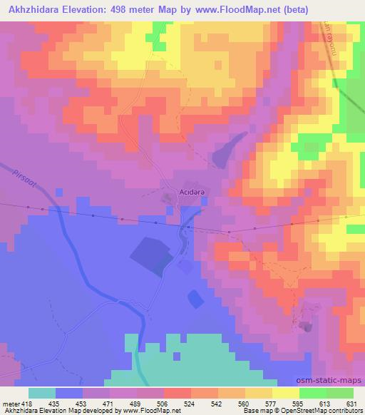 Akhzhidara,Azerbaijan Elevation Map