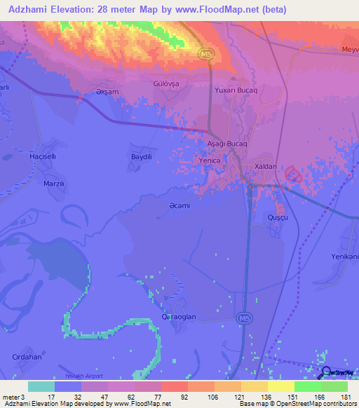 Adzhami,Azerbaijan Elevation Map