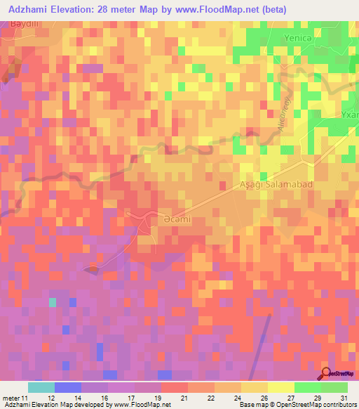 Adzhami,Azerbaijan Elevation Map