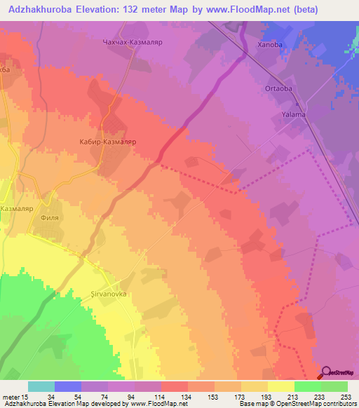 Adzhakhuroba,Azerbaijan Elevation Map