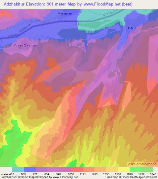 Adzhakhur,Azerbaijan Elevation Map