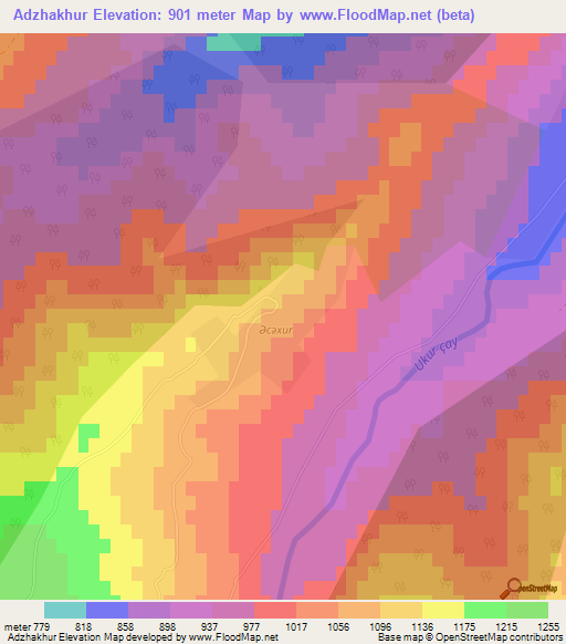 Adzhakhur,Azerbaijan Elevation Map