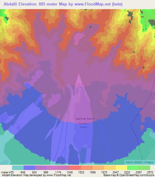 Abdalli,Azerbaijan Elevation Map
