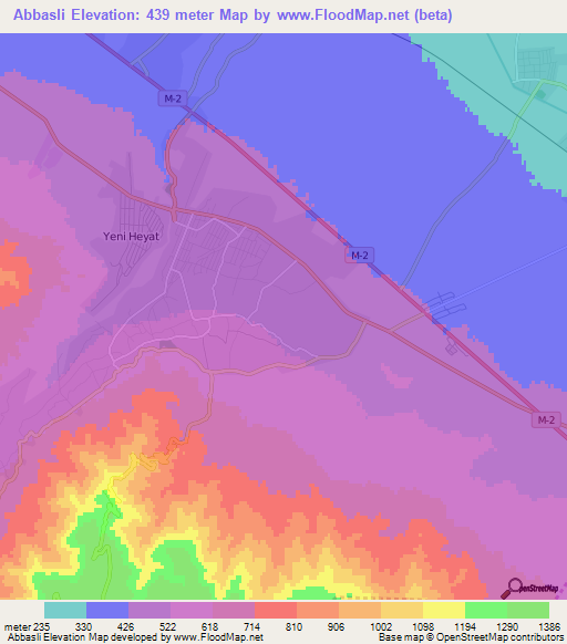 Abbasli,Azerbaijan Elevation Map