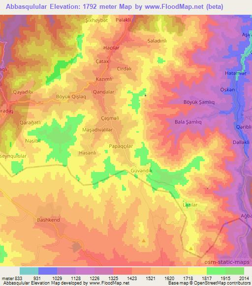 Abbasqulular,Azerbaijan Elevation Map