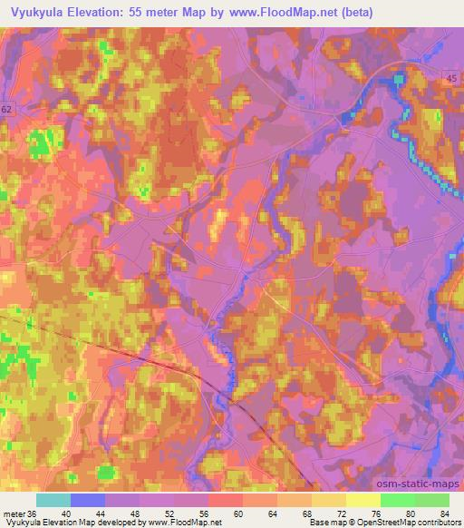 Vyukyula,Estonia Elevation Map