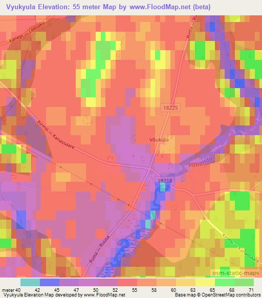Vyukyula,Estonia Elevation Map