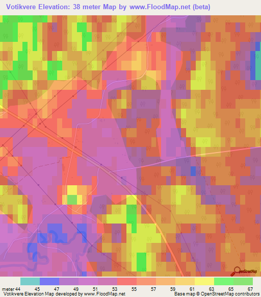 Votikvere,Estonia Elevation Map